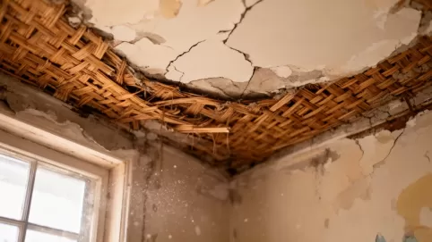 Sufit z trzciny remont